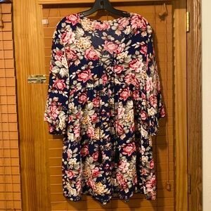 Navy Floral Mini Dress